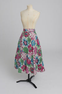 Vintage 1940s original CC41 novelty print skirt in moygashel UK 8 S