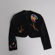 Load image into Gallery viewer, Vintage 1980s original Liliane Romi Paris novelty paint palette applique jacket UK S M
