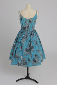 Vintage 1950s original Polly Peck floral print dress and matching shawl UK 8 S