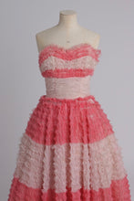 Load image into Gallery viewer, Vintage 1950s original pink ruffle frou frou prom cocktail dress UK 6 XS
