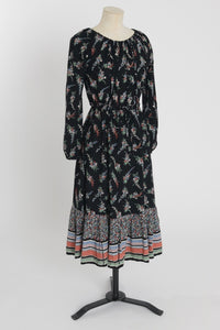 Vintage 1970s original floral print dress and matching waistcoat by Jive UK 6 8 US 2 4 XS S