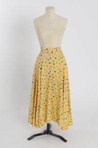Vintage 1970s original novelty print liquorice allsorts sweet candy print skirt by David Silverman UK 8 US 4 S