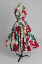 Load image into Gallery viewer, Vintage 1950s original Japanese leaf print cotton dress UK 6 XS
