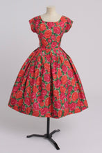 Load image into Gallery viewer, Vintage 1950s original silk rose print Ricci Michaels dress UK 6 US 2 XS
