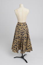 Load image into Gallery viewer, Vintage 1970s original navy blue cotton banana leaf print Biba skirt UK 6 US 2 XS

