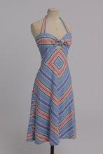 Load image into Gallery viewer, Vintage 1970s original Plain Jane cotton chevron cutout dress UK 8 10 US 4 6 S
