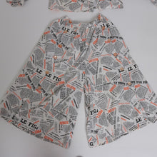 Load image into Gallery viewer, Vintage 1980s does 1950s novelty newspaper print 2 piece outfit blouse and culottes UK 8 10 US 4 6 S
