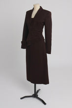 Load image into Gallery viewer, Vintage 1950s original asymmetric brown wool suit UK 8 S
