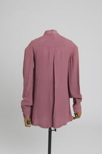 Vintage 1970s original Ossie Clark purple moss crepe asymetric blouse UK 10 S