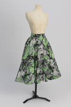 Load image into Gallery viewer, Vintage 1950s original green novelty print cotton circle skirt UK 6 US 2 XS
