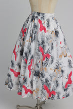 Load image into Gallery viewer, Vintage 1970s does 1950s Stirling Cooper novelty crane bird print skirt UK 6 8 US 2 4 XS S
