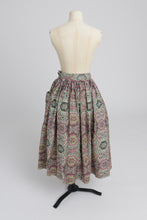 Load image into Gallery viewer, Vintage 1950s original St Michael paisley print cotton skirt with huge patch pockets UK 8 10 S
