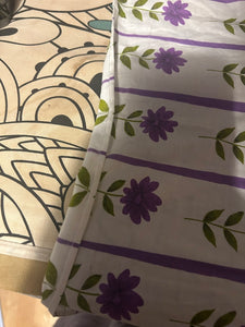 Vintage 1950s original Sambo fashions floral print purple cotton dress UK 6 8 XS S