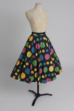 Load image into Gallery viewer, Vintage 1950s original cotton bright polka dot skirt by Roleeta UK 8 S
