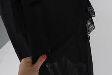 Load image into Gallery viewer, Vintage 1940s original black crepe and lace peplum dress UK 6 8 XS S
