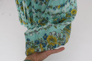Vintage 1950s original floppy rayon floral print dress and bolero UK 6 8 XS