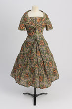 Load image into Gallery viewer, Vintage 1950s original nylon (?) floral print dress and matching bolero UK 10 US 6 S
