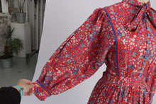 Load image into Gallery viewer, Vintage 1970s original Liberty print floral Origin dress with balloon sleeves UK 12 US 8 M
