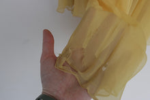 Load image into Gallery viewer, Vintage 1960s original buttercup yellow Malcolm Starr dress with beaded bodice UK 6 8 XS
