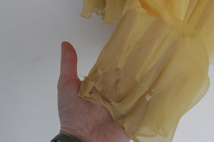 Vintage 1960s original buttercup yellow Malcolm Starr dress with beaded bodice UK 6 8 XS