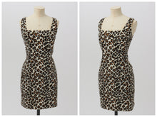 Load image into Gallery viewer, Vintage 1980s 1990s original fluffy furry leopard print shift dress UK 8 10 US 4 6 S
