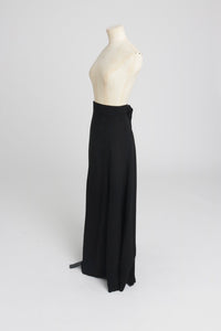 Vintage 1970s original Ossie Clark black moss crepe wrap skirt UK 6 8 10 XS S