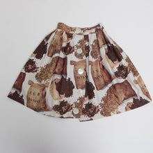 Load image into Gallery viewer, Vintage 1950s original novelty coffee print cotton skirt by Sportaville UK 8 S

