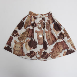 Vintage 1950s original novelty coffee print cotton skirt by Sportaville UK 8 S