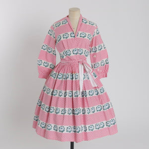 Vintage 1950s original novelty print Horrockses fashions rose housecoat UK 6 8 US 2 4 XS S