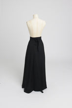 Load image into Gallery viewer, Vintage 1970s original Ossie Clark black moss crepe wrap skirt UK 6 8 10 XS S
