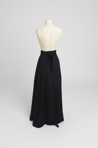 Vintage 1970s original Ossie Clark black moss crepe wrap skirt UK 6 8 10 XS S