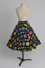 Load image into Gallery viewer, Vintage 1950s original cotton bright polka dot skirt by Roleeta UK 8 S
