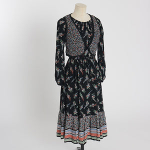 Vintage 1970s original floral print dress and matching waistcoat by Jive UK 6 8 US 2 4 XS S