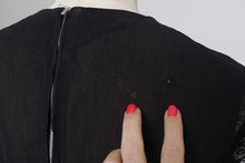 Load image into Gallery viewer, Vintage 1940s original black crepe and lace peplum dress UK 6 8 XS S
