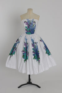 Vintage 1950s original floral print cotton dress by Bernshaw UK 6 US 2 XS