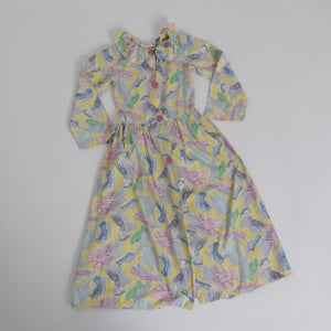 Vintage 1950s original novelty glove print cotton dress XXS teen