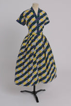 Load image into Gallery viewer, Vintage 1950s original Horrockses Fashions faux patchwork novelty print cotton dress UK 10 US 6 S
