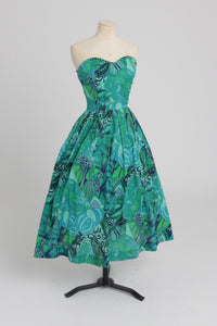 Vintage 1980s original Marion Donaldson novelty butterfly print cotton dress UK 8 S