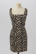Load image into Gallery viewer, Vintage 1980s 1990s original fluffy furry leopard print shift dress UK 8 10 US 4 6 S
