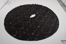 Load image into Gallery viewer, Vintage 1950s original black embroidered green pink and white tafeta skirt UK 8 10 S
