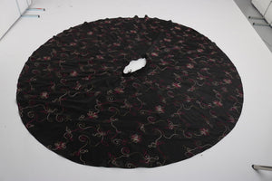 Vintage 1950s original black embroidered green pink and white tafeta skirt UK 8 10 S