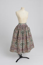 Load image into Gallery viewer, Vintage 1950s original St Michael paisley print cotton skirt with huge patch pockets UK 8 10 S
