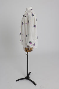 Vintage 1970s 1980s Hanae Mori novelty butterfly print blouse with balloon sleeves UK 6 XS