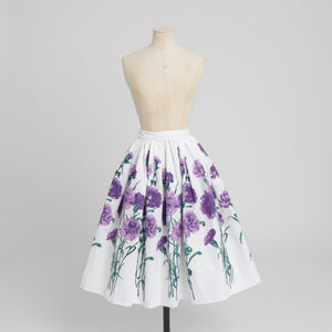 Vintage 1950s original floral print waffle weave cotton skirt UK 8 S