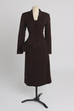 Load image into Gallery viewer, Vintage 1950s original asymmetric brown wool suit UK 8 S
