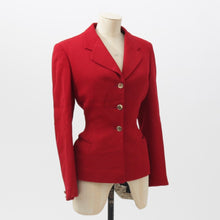 Load image into Gallery viewer, Vintage 1950s original striking hourglass fitted red suit jacket by G Simon Paris Marcel Traonouez uK 8 10 US 4 6 S
