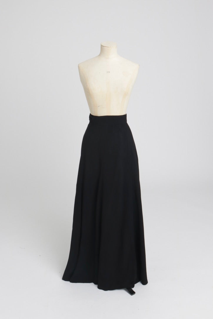 Vintage 1970s original Ossie Clark black moss crepe wrap skirt UK 6 8 10 XS S