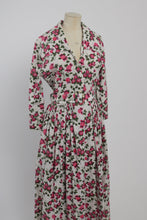 Load image into Gallery viewer, Vintage 1950s original rose print full length cotton housecoat dress UK 10 US 6 S
