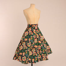 Load image into Gallery viewer, Vintage 1970s does 1950s novelty cross stitch floral print cotton skirt UK 6 US 2 XS
