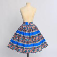 Load image into Gallery viewer, Vintage 1950s original novelty carpet print cotton skirt UK 8 US 4 S
